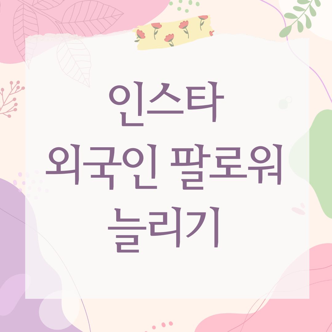 인스타 외국인 팔로워 늘리기