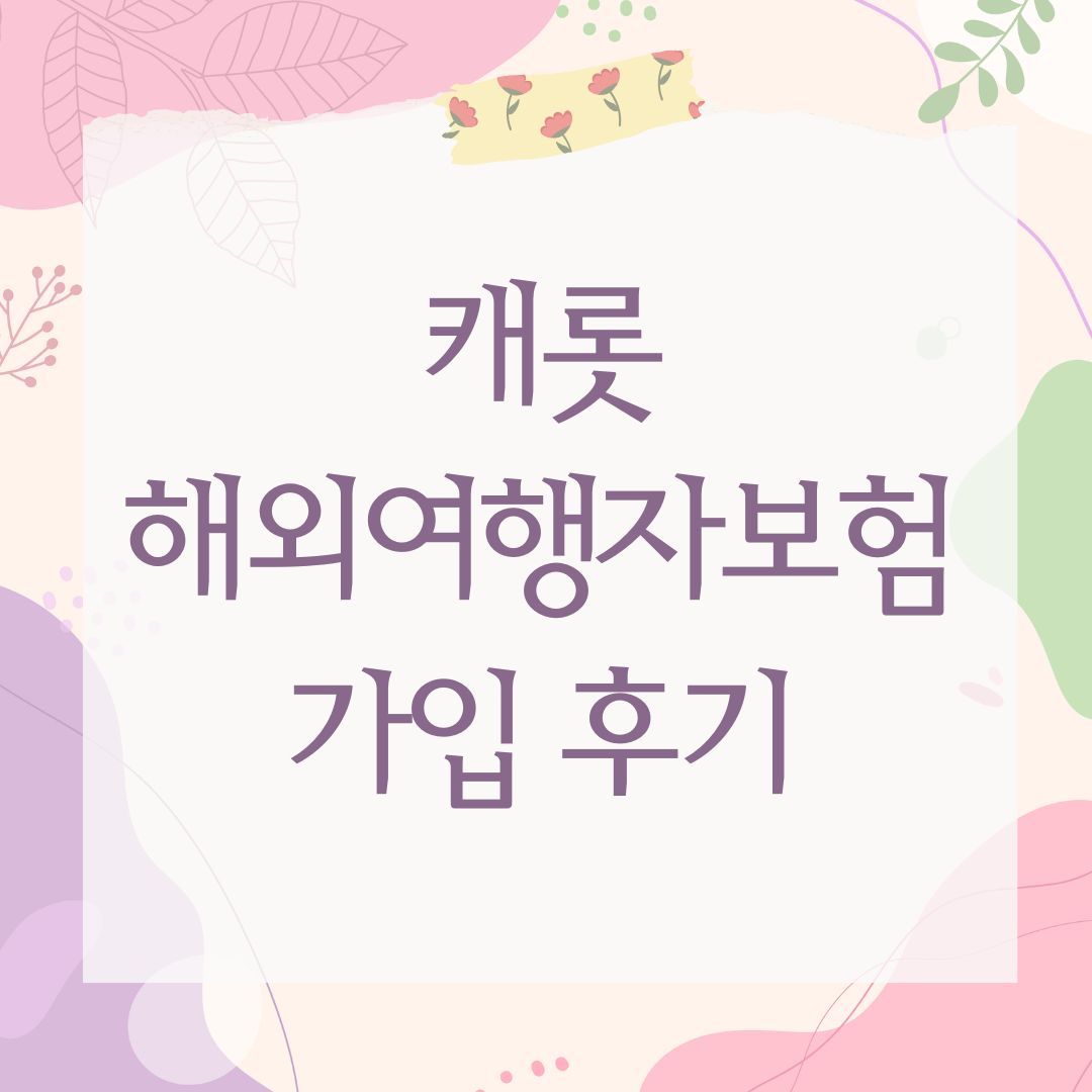 캐롯 해외여행자보험 가입 후기