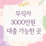 무직자 3000만원 대출 가능한 곳