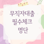 무직자대출 필수체크 명단