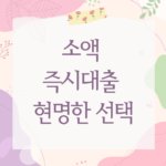 소액 즉시대출 현명한 선택