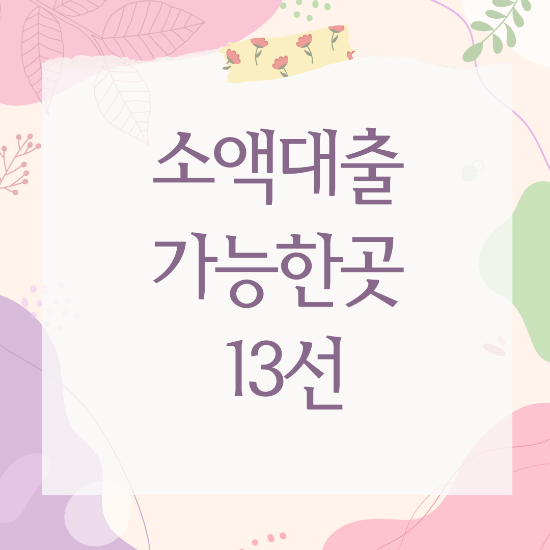 소액대출 가능한곳 13선