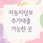 자동차담보 추가대출 가능한 곳