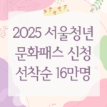 2025 서울청년문화패스 신청, 선착순 16만 명에