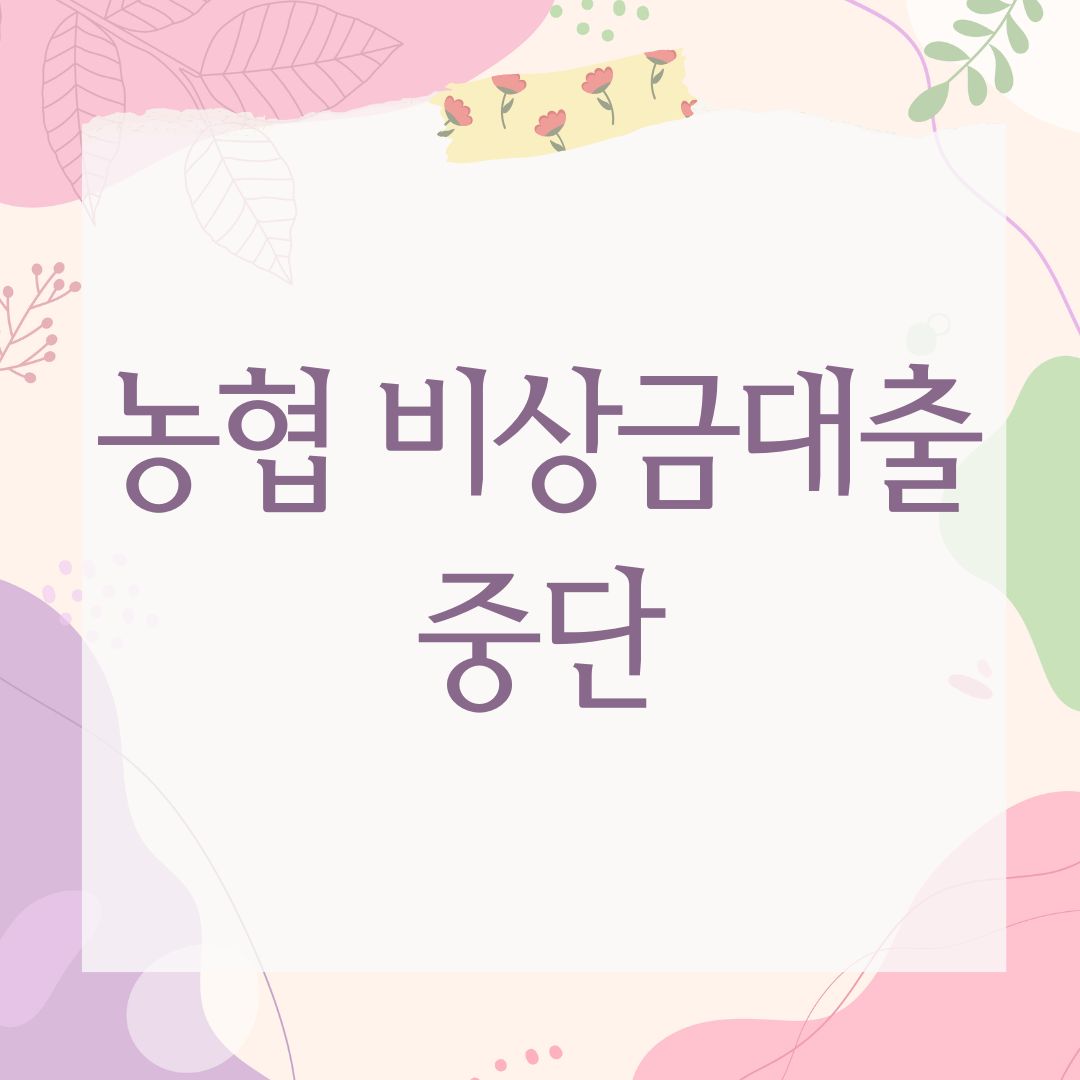 농협 비상금대출 중단