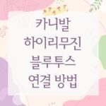카니발 하이리무진 블루투스 연결 방법
