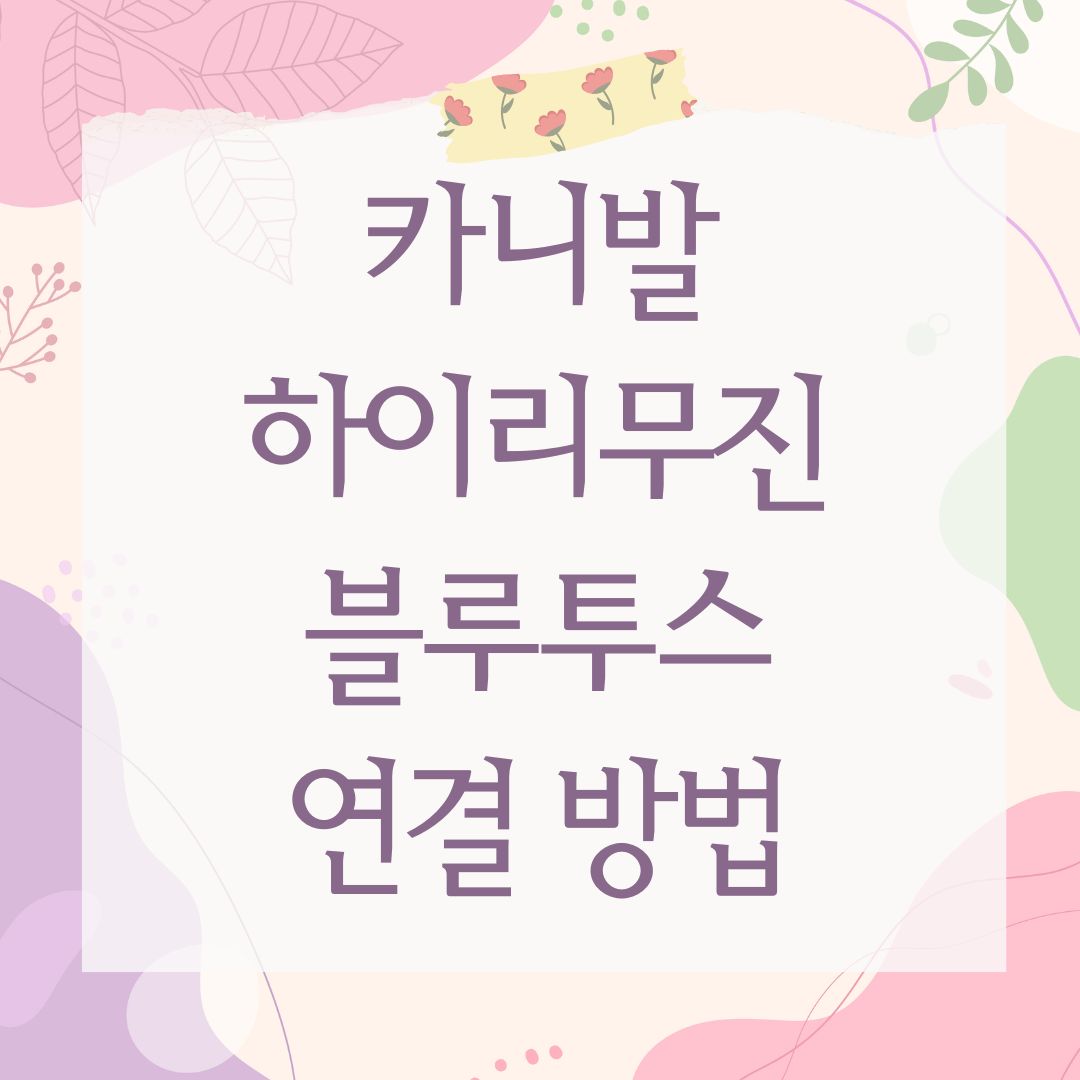 카니발 하이리무진 블루투스 연결 방법