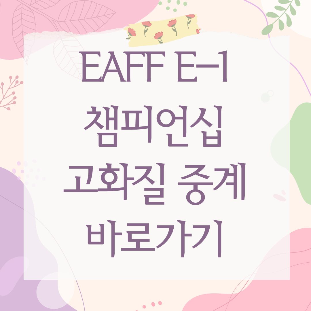 EAFF E-1 챔피언십 고화질 중계 바로가기