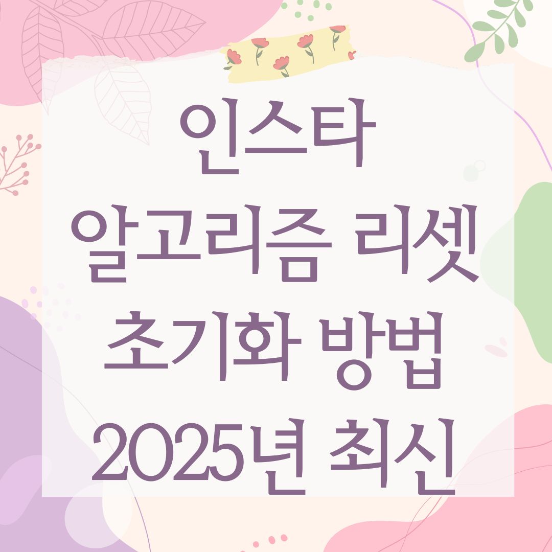 인스타 알고리즘 리셋 초기화 방법 2025년 최신